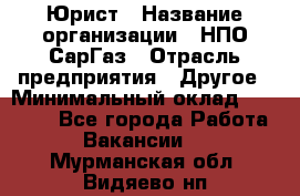 Юрист › Название организации ­ НПО СарГаз › Отрасль предприятия ­ Другое › Минимальный оклад ­ 15 000 - Все города Работа » Вакансии   . Мурманская обл.,Видяево нп